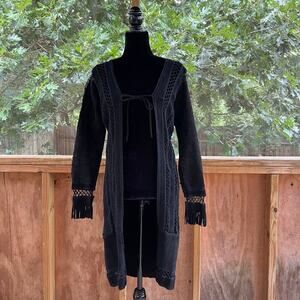 Misdemeanor Women's Vintage Black Suede Blend Open Cardigan Size M